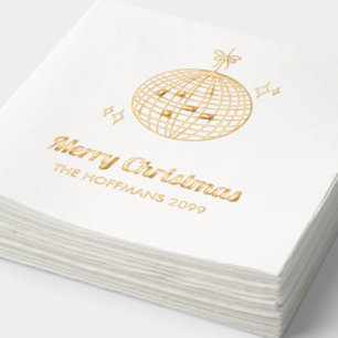 Gepersonaliseerde Gouden Folie Retro Disco Xmas se Servetten