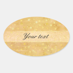 Gepersonaliseerde gouden folie sterren Waterverf Ovale Sticker