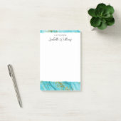 Gepersonaliseerde gouden Glitter Blauwe Waterverf Post-it® Notes (Kantoor)