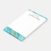 Gepersonaliseerde gouden Glitter Blauwe Waterverf Post-it® Notes (Schuin)