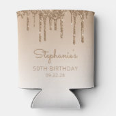 Gepersonaliseerde gouden Glitter Drip 50ste verjaa Blikjeskoeler (Achterkant)