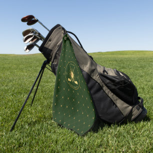 Gepersonaliseerde gouden golfclubs golfhanddoek