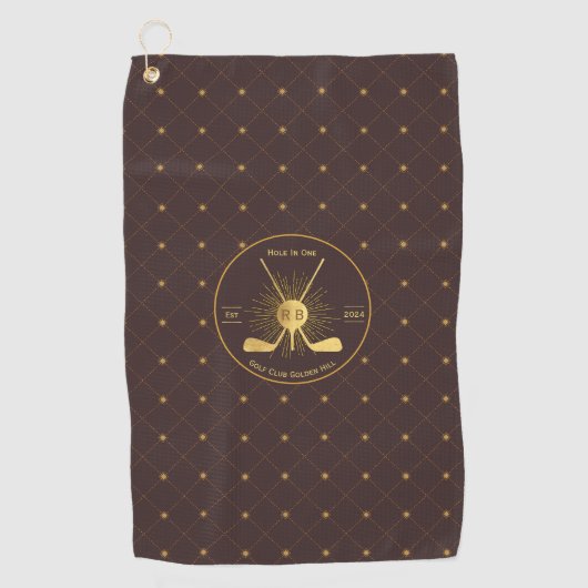 Gepersonaliseerde gouden golfclubs golfhanddoek (Voorkant)