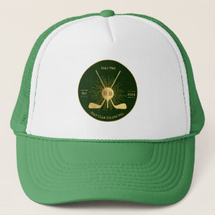 Gepersonaliseerde gouden golfclubs trucker pet