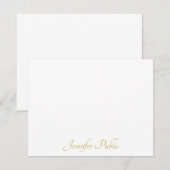 Gepersonaliseerde gouden handgeschreven script tek notitiekaartje (Voorkant / Achterkant)