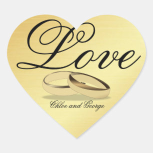 Gepersonaliseerde gouden hart Sticker liefde trouw