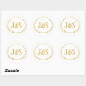 Gepersonaliseerde Gouden kleur Bruiloft Party Deco Ronde Sticker (Vel)