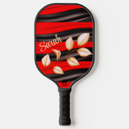 Gepersonaliseerde Gouden met Rood en Zwart Pickleball Paddle