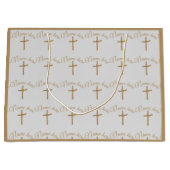 Gepersonaliseerde gouden Palm Cross doop doop Groot Cadeauzakje (Voorkant)