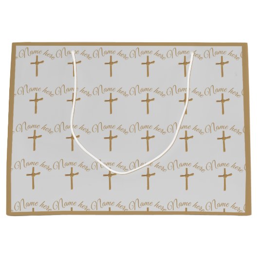 Gepersonaliseerde gouden Palm Cross doop doop Groot Cadeauzakje (Voorkant)