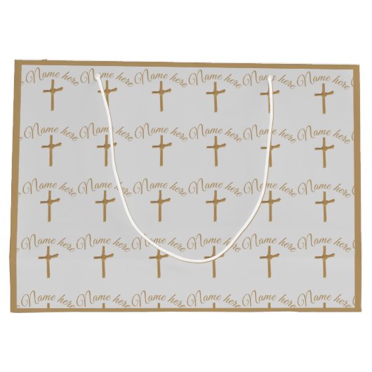 Gepersonaliseerde gouden Palm Cross doop doop Groot Cadeauzakje (Achterkant)