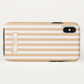 Gepersonaliseerde gouden perzik en wit gestreept Case-Mate iPhone case (Achterkant (horizontaal))