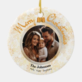 Gepersonaliseerde Gouden Sneeuwvlok Gepersonalisee Keramisch Ornament