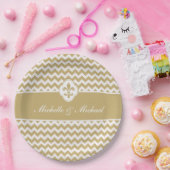 Gepersonaliseerde Gouden White Fleur DE Lis Papieren Bordje (Feest)