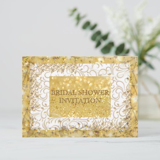 Gepersonaliseerde gouden witte bruids douche uitno kaart (Staand voorkant)