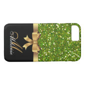 Gepersonaliseerde gouden, zwarte GROENE GLITTER BO Case-Mate iPhone Case (Achterkant (Horizontaal))