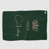 Gepersonaliseerde goudkoningin golfhanddoek (Horizontaal)