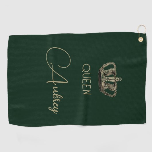 Gepersonaliseerde goudkoningin golfhanddoek (Horizontaal)