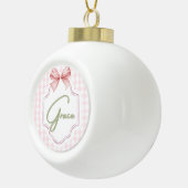 Gepersonaliseerde Grace Baby Girl Nursery Bow & Gi Keramische Bal Ornament (Rechts)