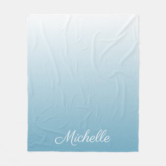 Gepersonaliseerde gradiënt ombre engel blauw fleece deken (Voorkant)
