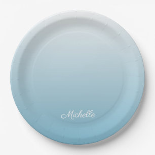 Gepersonaliseerde gradiënt ombre engel blauw papieren bordje