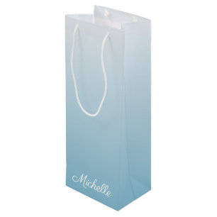 Gepersonaliseerde gradiënt ombre engel blauw wijn cadeautas