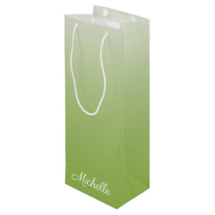 Gepersonaliseerde gradiënt ombre greenery green wijn cadeautas