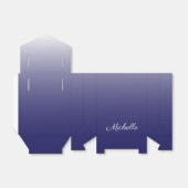 Gepersonaliseerde gradiënt ombre navy blue bedankdoosjes (Uitgevouwen)