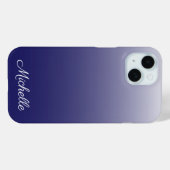 Gepersonaliseerde gradiënt ombre navy blue Case-Mate iPhone case (Achterkant (horizontaal))