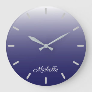 Gepersonaliseerde gradiënt ombre navy blue grote klok