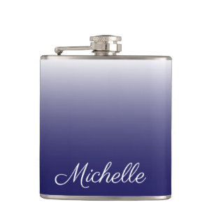 Gepersonaliseerde gradiënt ombre navy blue heupfles