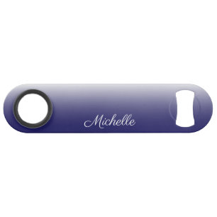 Gepersonaliseerde gradiënt ombre navy blue speed flessenopener