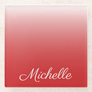 Gepersonaliseerde gradiënt ombre red glazen onderzetter