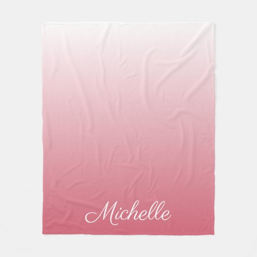 Gepersonaliseerde gradiënt ombre zalm roze fleece deken (Voorkant)