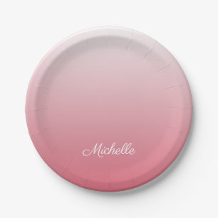 Gepersonaliseerde gradiënt ombre zalm roze papieren bordje