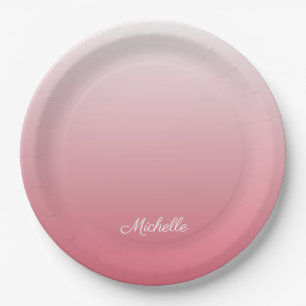 Gepersonaliseerde gradiënt ombre zalm roze papieren bordje