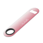 Gepersonaliseerde gradiënt ombre zalm roze speed flessenopener (Voorkant Gekanteld)