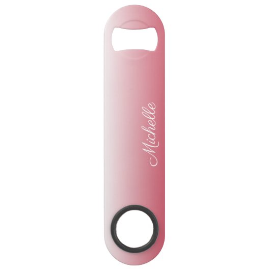 Gepersonaliseerde gradiënt ombre zalm roze speed flessenopener (Voorkant)