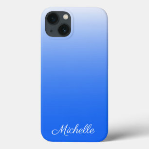 Gepersonaliseerde gradiëntombre elektrisch blauw H iPhone 13 Hoesje