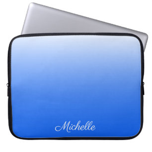 Gepersonaliseerde gradiëntombre elektrisch blauw laptop sleeve