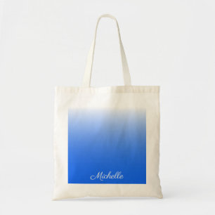 Gepersonaliseerde gradiëntombre elektrisch blauw tote bag