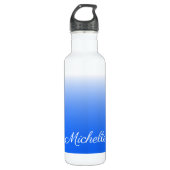 Gepersonaliseerde gradiëntombre elektrisch blauw waterfles (Voorkant)