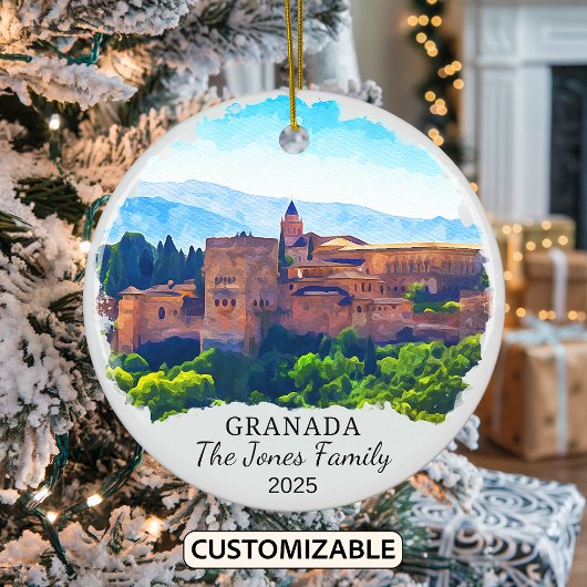 Gepersonaliseerde Granada Ornament, Spanje Keramisch Ornament