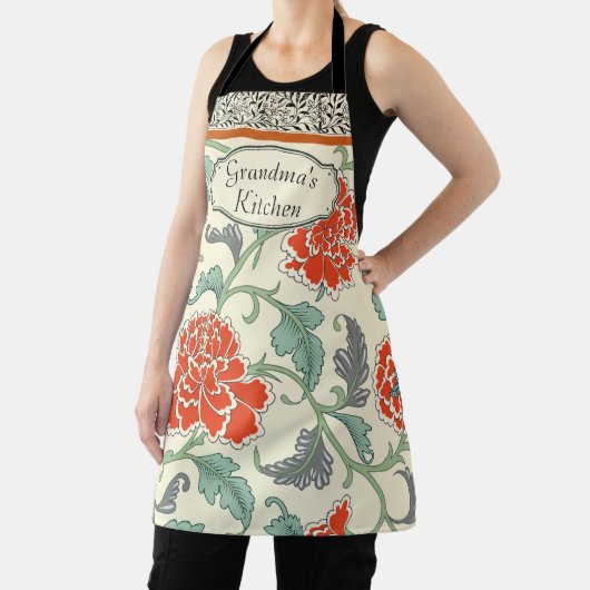 Gepersonaliseerde Grandmas keuken Japanse bloemen Schort (Insitu)