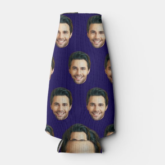 Gepersonaliseerde Grappig Gezicht Afbeelding Uniek Flesjeskoeler (Voorkant)