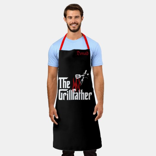 Gepersonaliseerde Grappige Chef Grill Vader Mannen Schort (Gedragen)