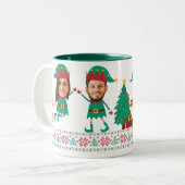 Gepersonaliseerde Grappige Gezichtsfoto Kerst Elf Tweekleurige Koffiemok (Voorkant links)