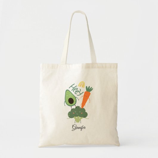 Gepersonaliseerde grappige groenten tote bag (Voorkant)