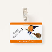 Gepersonaliseerde Grappige Halloween Badge Witch P (Achterkant met clip)