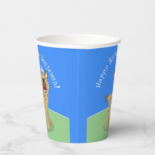 Gepersonaliseerde grappige hyena lachen cartoon ve papieren bekers (Rechts)